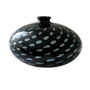 CORREIA Studio Art Glass Vase | Iridescent Blue | Signed Excellent Rare Unique